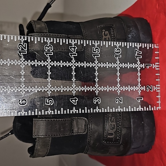 UGG Heather Waterproof Rain Lace up Bootie Sz 9.5 Black VGUC Comfortable - Picture 15 of 16